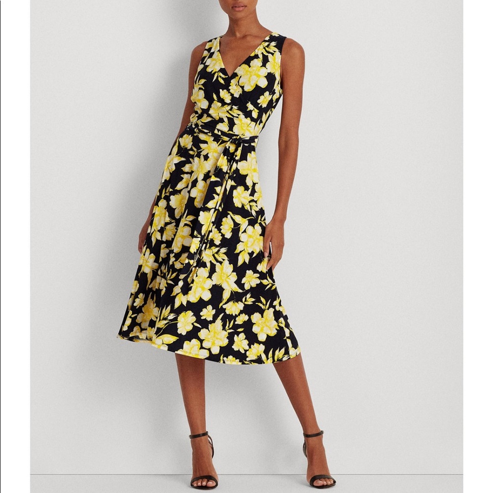 Ralph Lauren Floral Tie-waist Jersey Dress